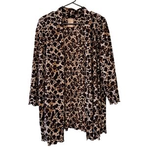 White Stag cardigan kimono top animal print Brown and Black size 3X
